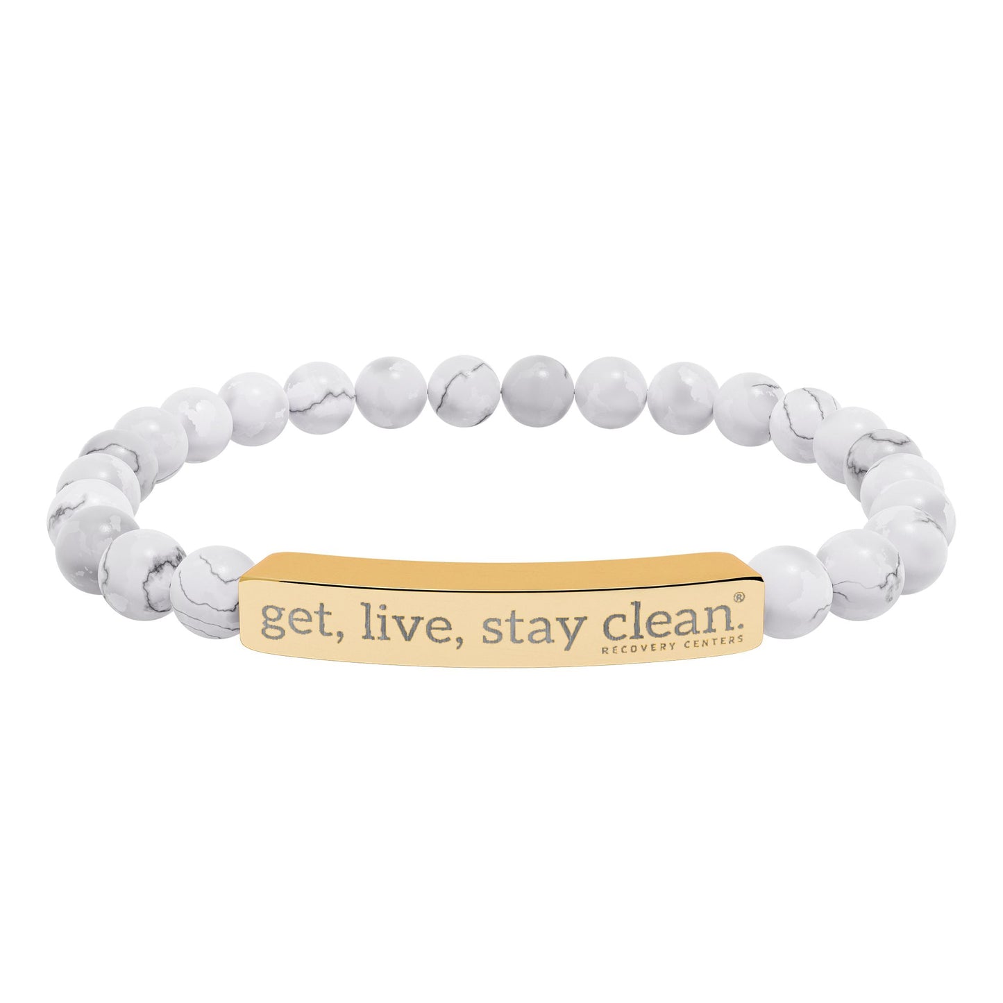 Get Live Stay Clean Engraved Natural Stone Stretch Bracelet