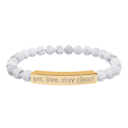 Get Live Stay Clean Engraved Natural Stone Stretch Bracelet