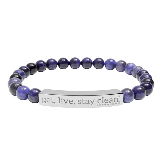 Get Live Stay Clean Engraved Natural Stone Stretch Bracelet