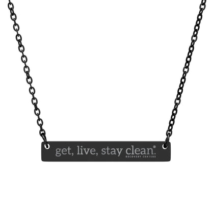 Get Live Stay Clean Engraved Bar Necklace