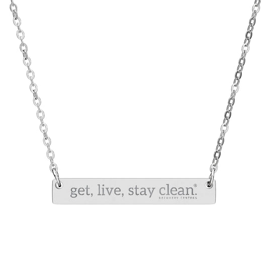 Get Live Stay Clean Engraved Bar Necklace