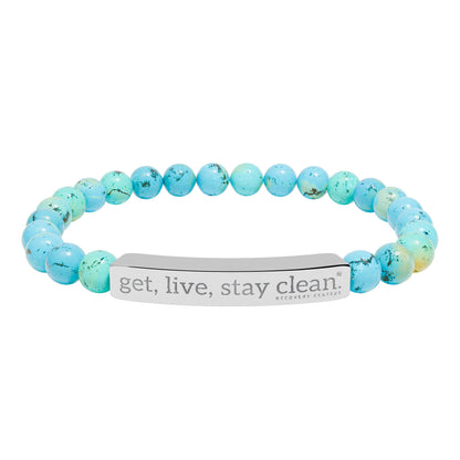 Get Live Stay Clean Engraved Natural Stone Stretch Bracelet