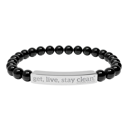 Get Live Stay Clean Engraved Natural Stone Stretch Bracelet