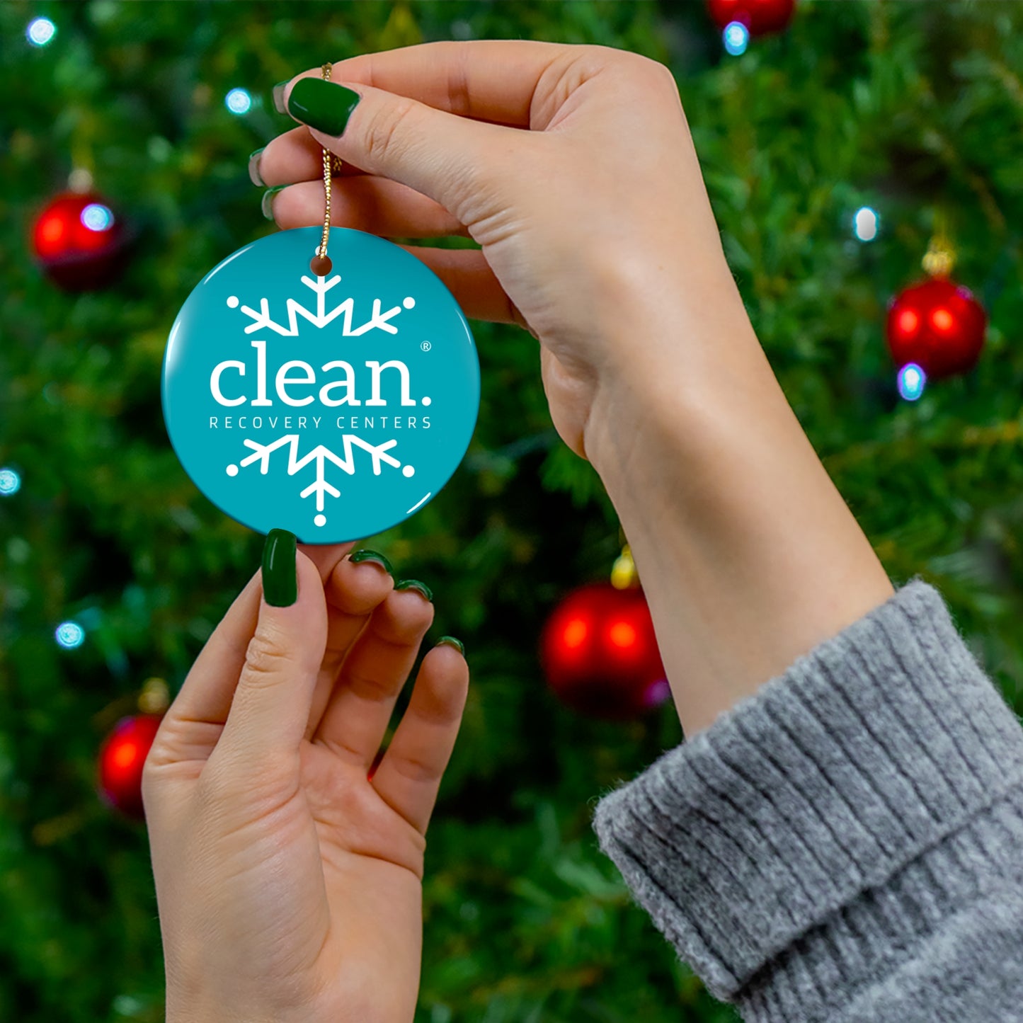 Clean logo Snowy Ceramic Ornament