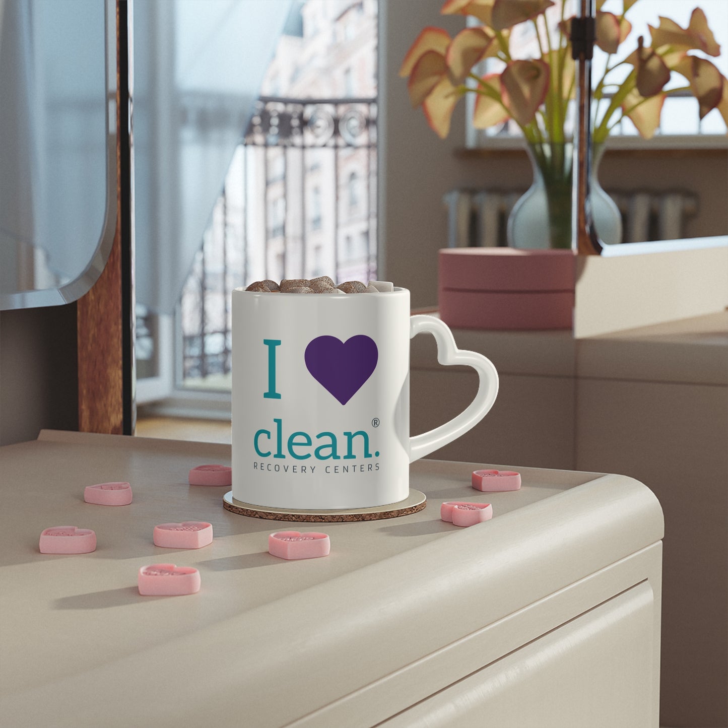 I Love Clean Heart Handle Coffee Mug