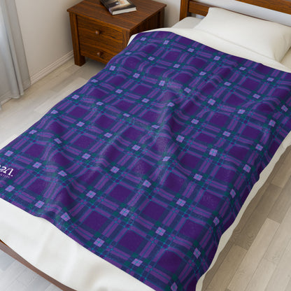 Clean Purple Plaid Velveteen Blanket