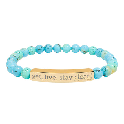 Get Live Stay Clean Engraved Natural Stone Stretch Bracelet