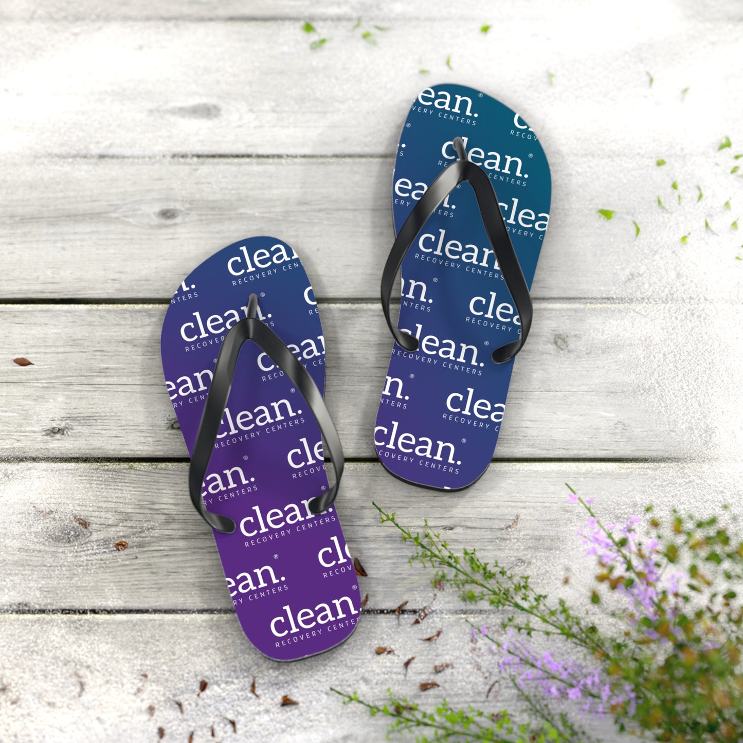Clean Logo Pattern Gradient Flip Flops