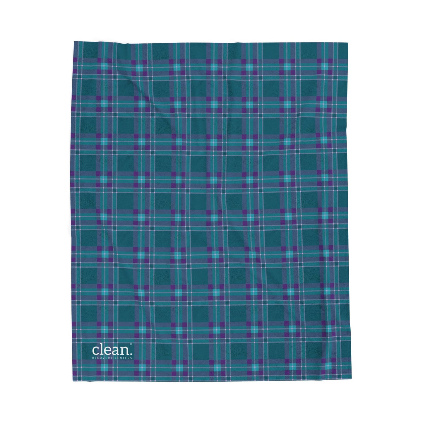 Clean Teal Plaid Velveteen Blanket