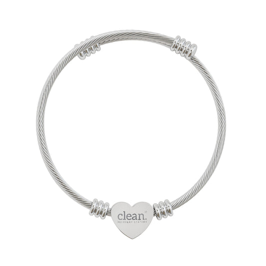 Clean Logo Heart Cuff Bracelet (Silver or Gold)