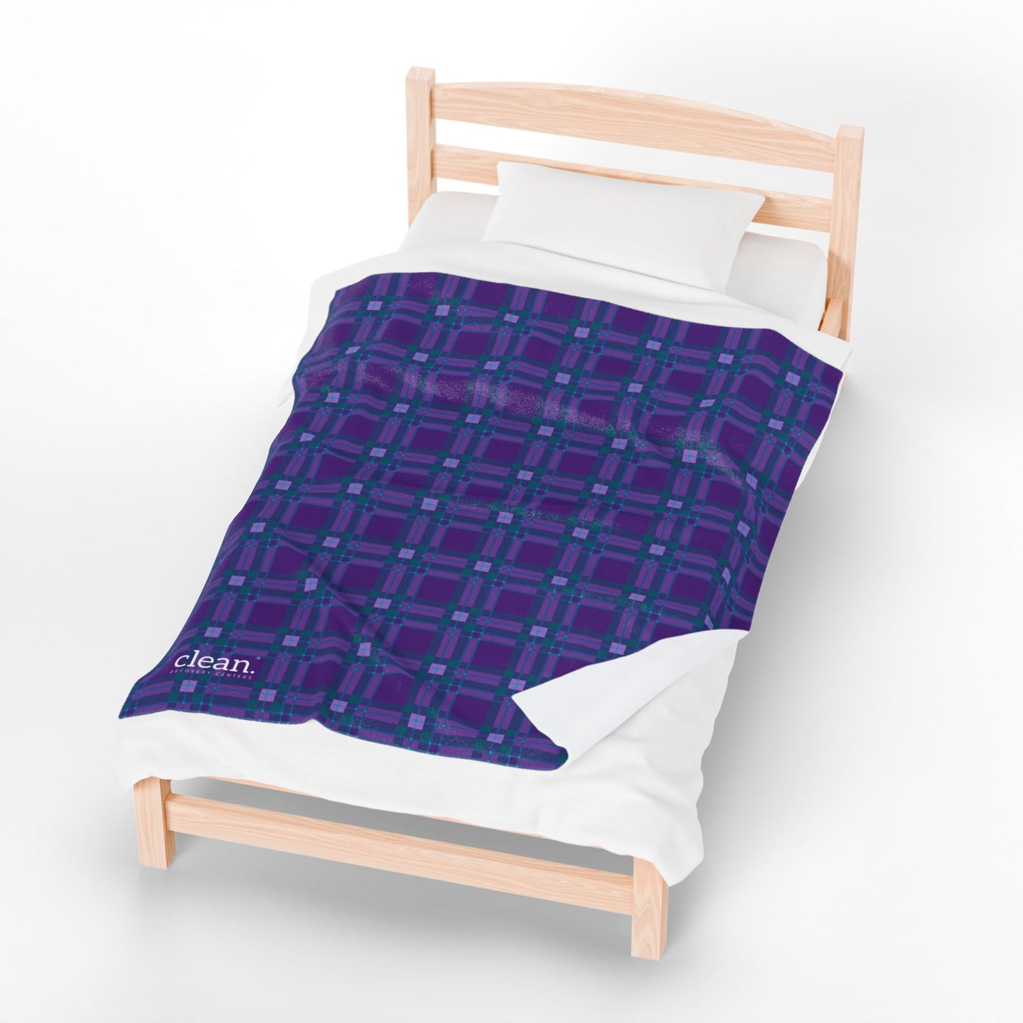 Clean Purple Plaid Velveteen Blanket